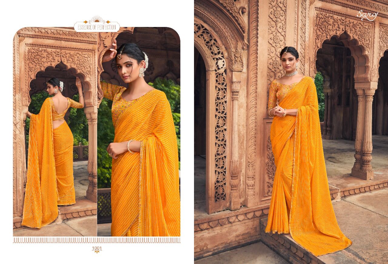 Saroj Falak Latest Festive Party Wear Georgette Heavy Saree Collection